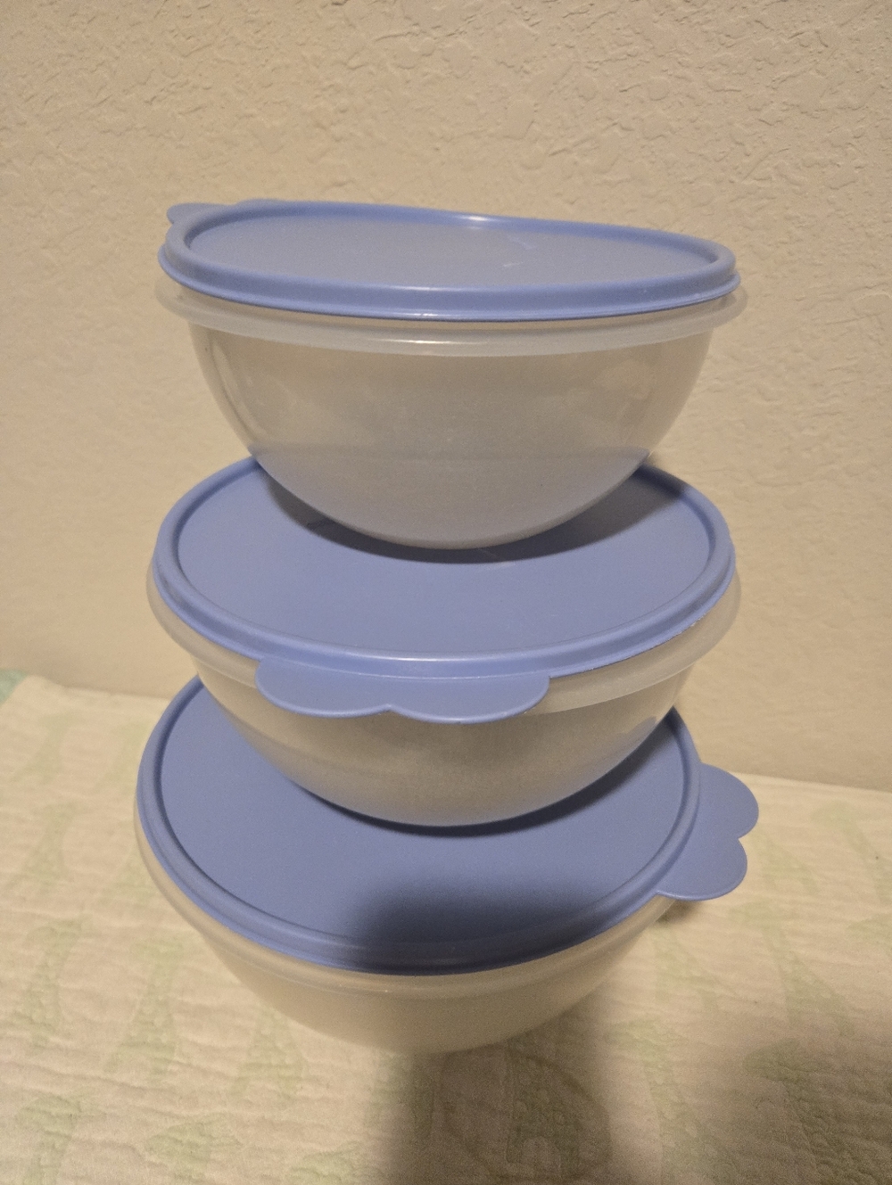 Vintage Tupperware True Blue Butterfly Lids Set Of 3.